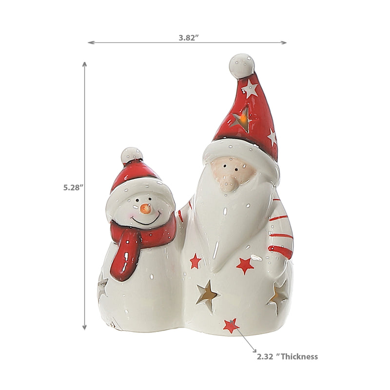 Led Snowman And Santa Figurine