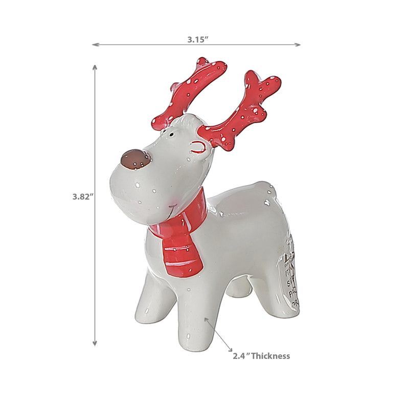 Red And White Standing Deer Figurine