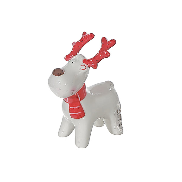 Red And White Standing Deer Figurine