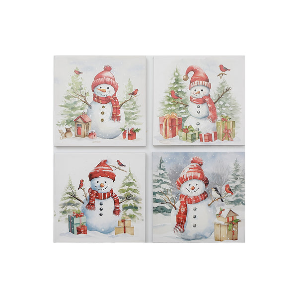 Canvas Wall Art Snowman - Set of 4