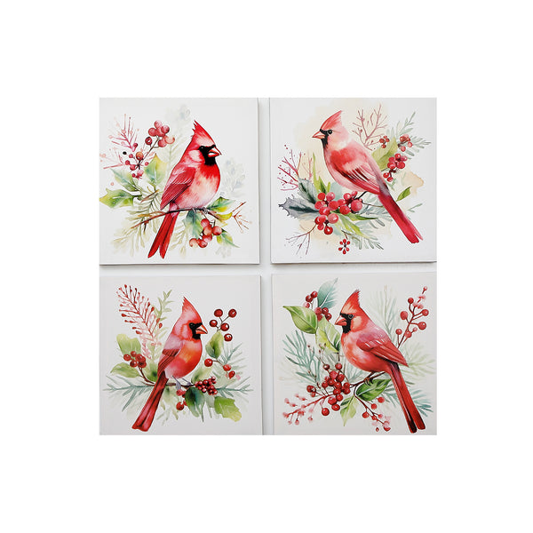 Canvas Wall Art Cardinal - Set of 4