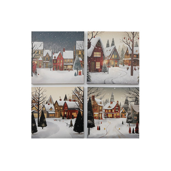 Canvas Wall Art Village - Set of 4