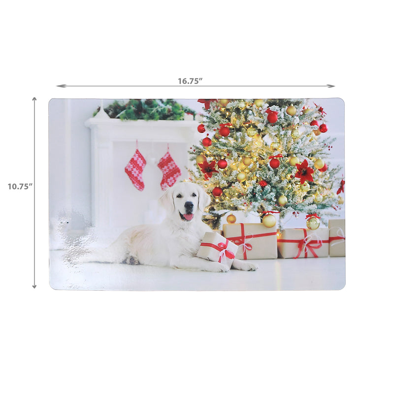 Plastic Placemat Dog With Present - Set of 12