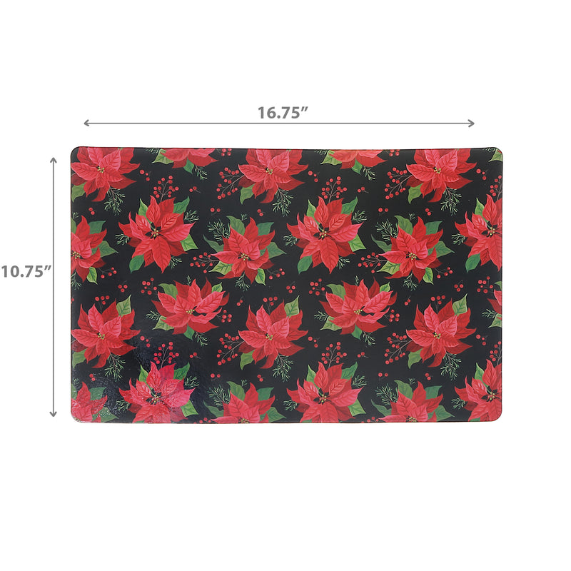 Plastic Placemat Multi Poinsettia - Set of 12