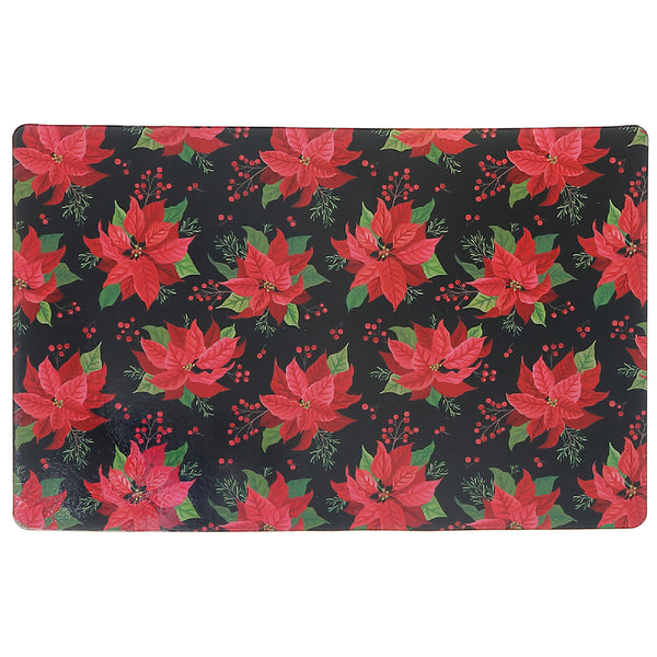 Plastic Placemat Multi Poinsettia - Set of 12