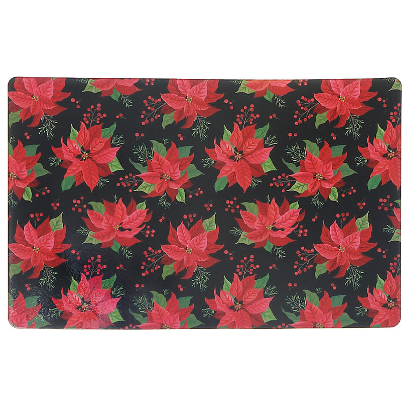 Plastic Placemat Multi Poinsettia - Set of 12