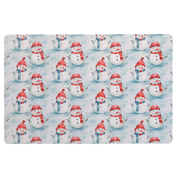 Plastic Placemat Multi Snowman - Set of 12