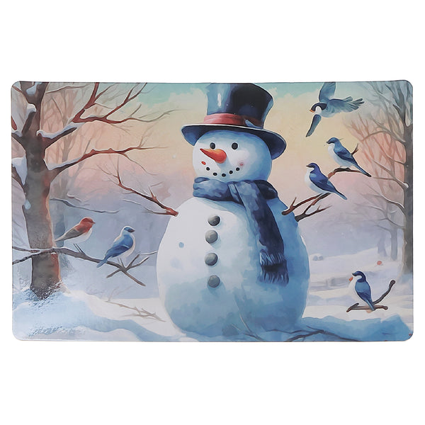 Plastic Placemat Blue Jay and Snowman - Set of 12