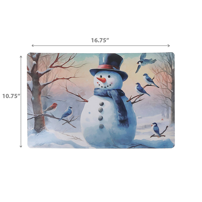 Plastic Placemat Blue Jay and Snowman - Set of 12