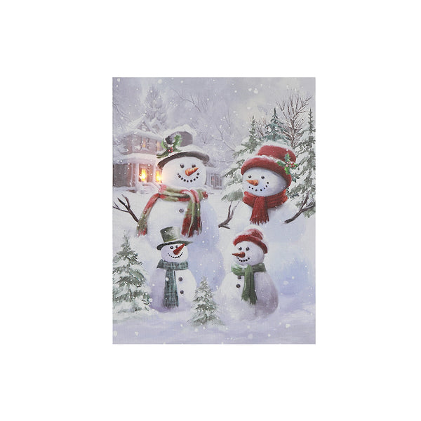 Led Canvas Wall Art Double Snowman