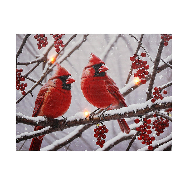 Led Canvas Wall Art Double Cardinal