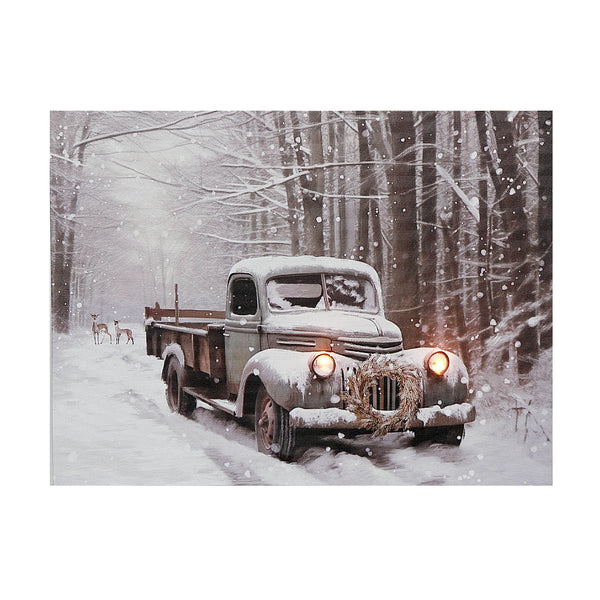 Led Canvas Wall Art Grey Truck