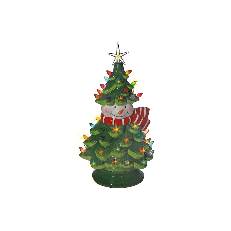 Led Ceramic Tabletop Snowman Christmas Tree