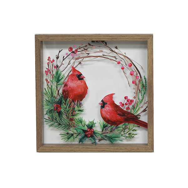 Glass Wall Art Double Cardinal