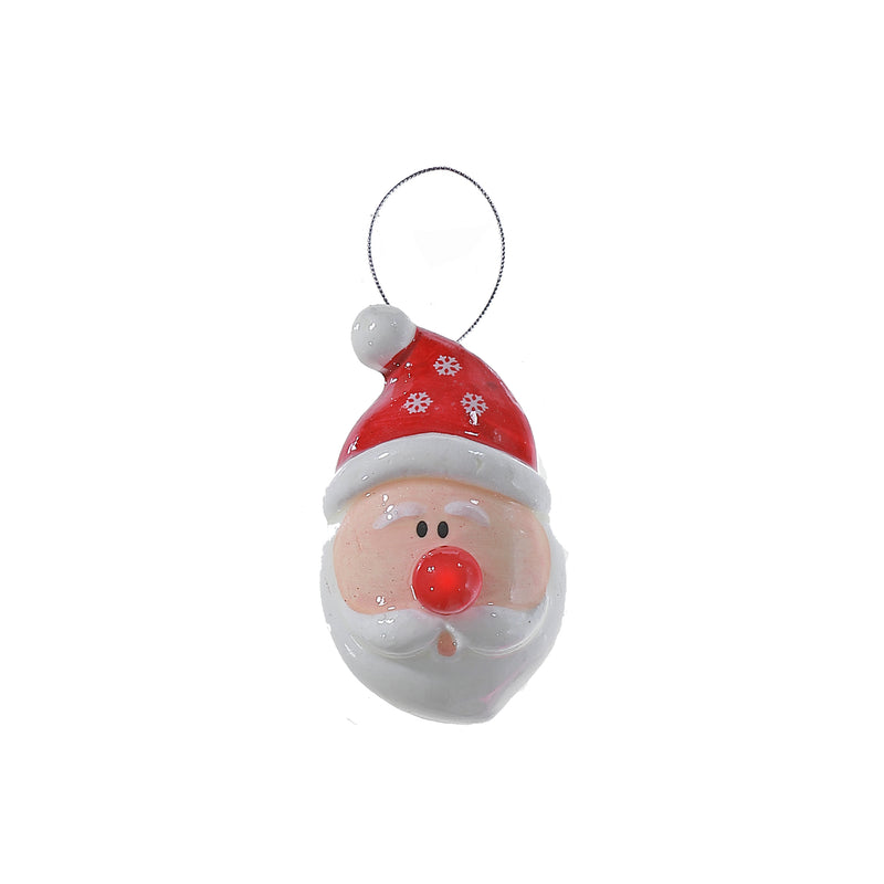 Santa With Light Up Nose Ornament - Set of 6