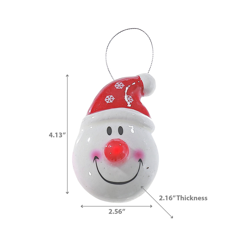 Santa With Light Up Nose Ornament - Set of 6