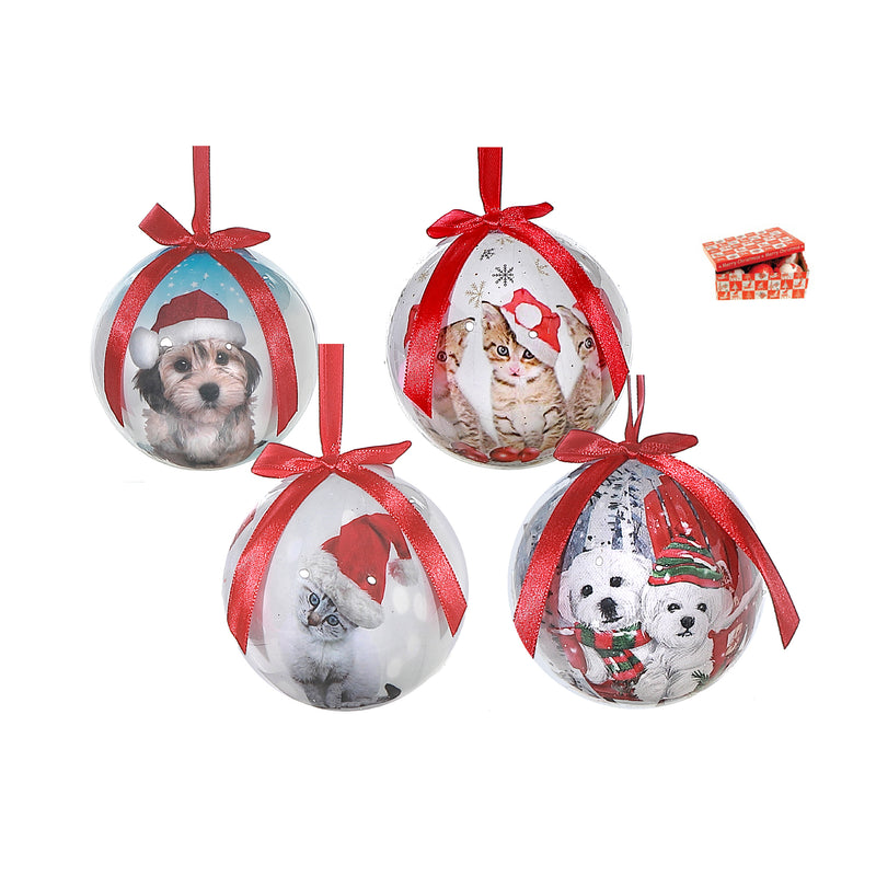 Santa Hat Puppy and Kitten Ornaments 12/Disp - Set of 12