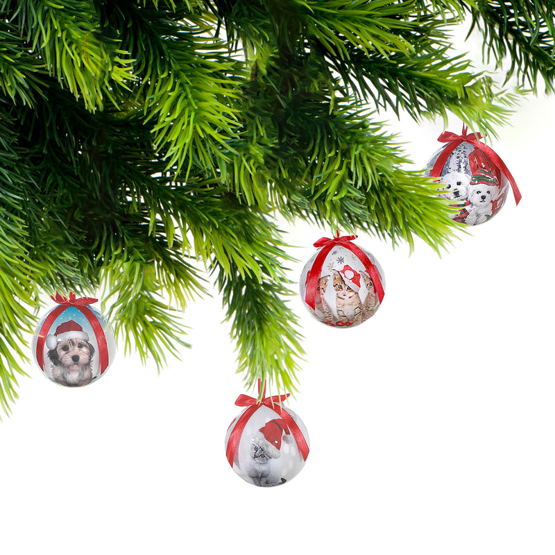 Santa Hat Puppy and Kitten Ornaments 12/Disp - Set of 12