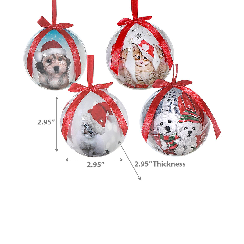 Santa Hat Puppy and Kitten Ornaments 12/Disp - Set of 12