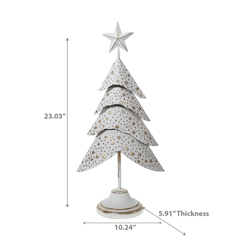 4 Layer Gold And White Star Metal Tree