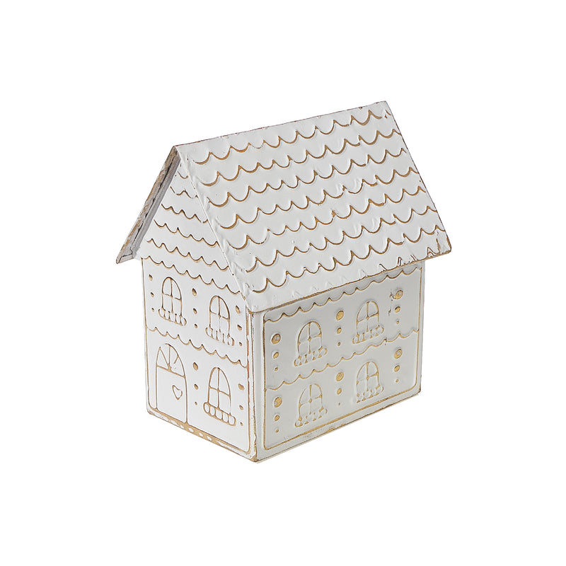 Gold And White Gingerbread Metal House