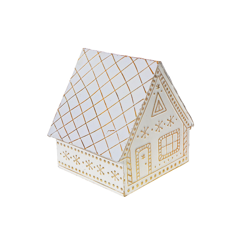 Gold And White Gingerbread Metal House