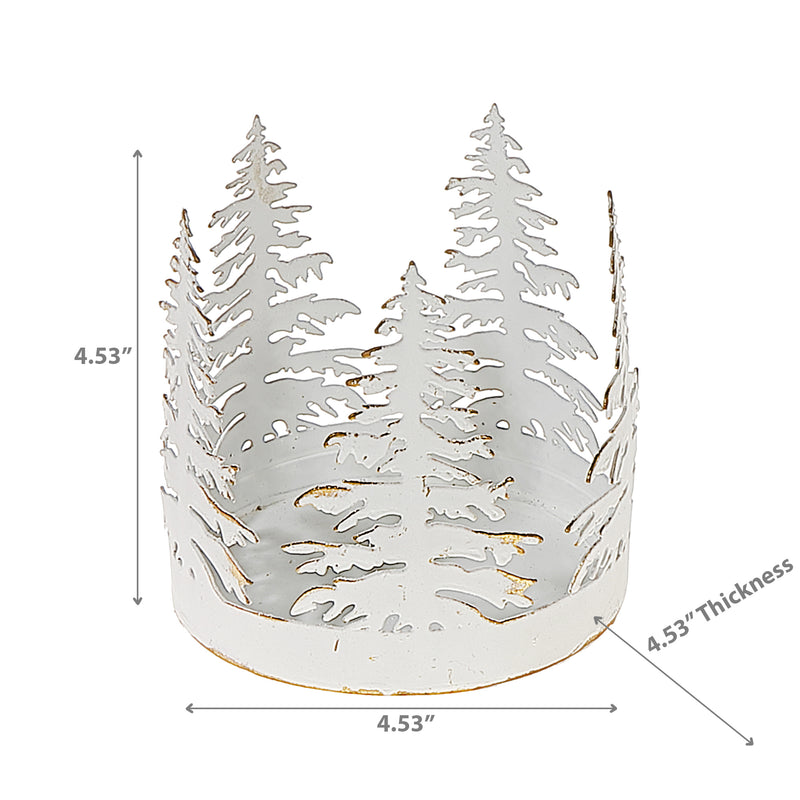 Circular Tree Metal Candleholder White