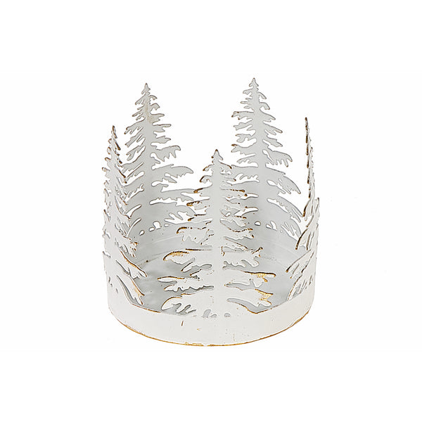 Circular Tree Metal Candleholder White