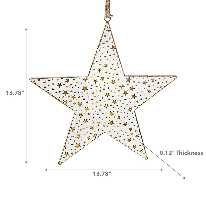 White And Gold Star Ornament Large