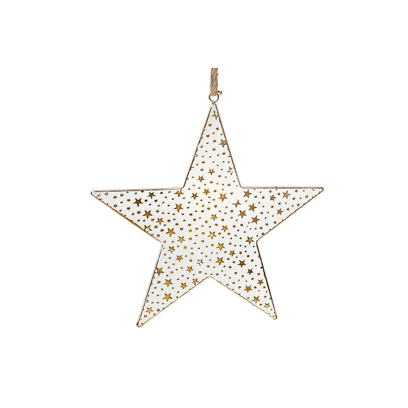 White And Gold Star Ornament Large