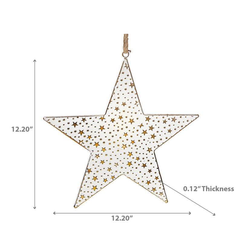 White And Gold Star Ornament Medium