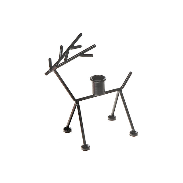 Black Metal Deer Taper Candleholder