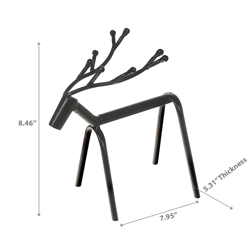 Black Metal Standing Deer Berry Antlers