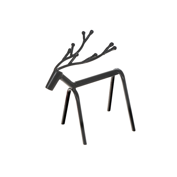 Black Metal Standing Deer Berry Antlers