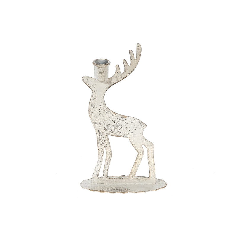 Distressed White Metal Deer