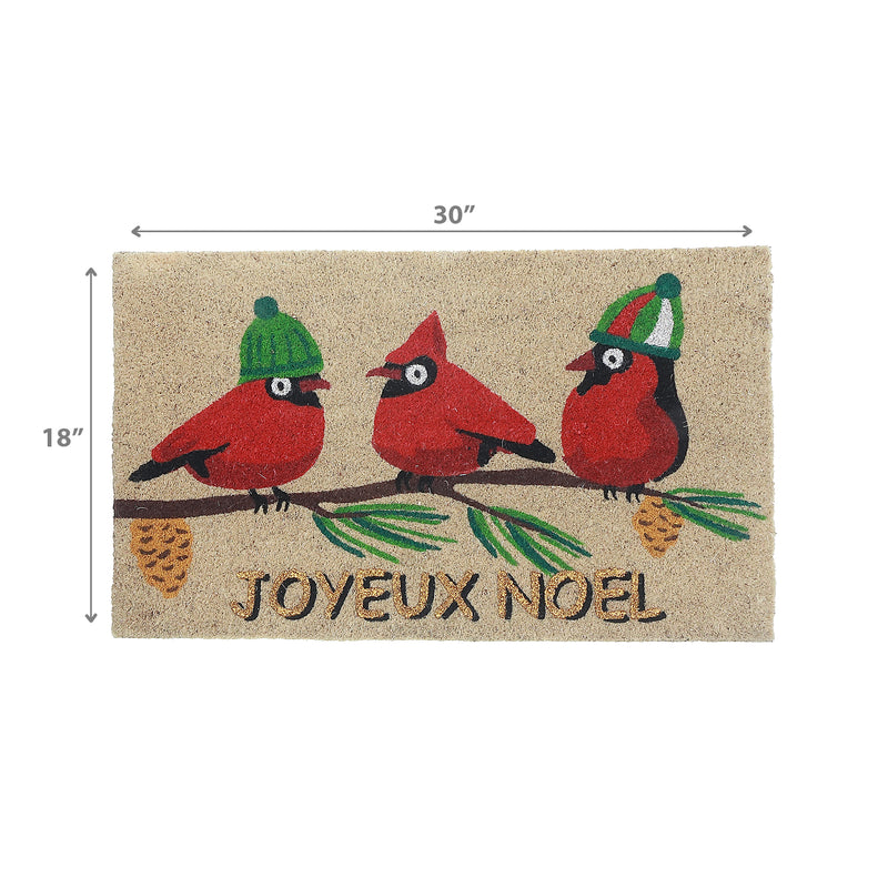 Coir Door Mat Triple Cardinal On Branch