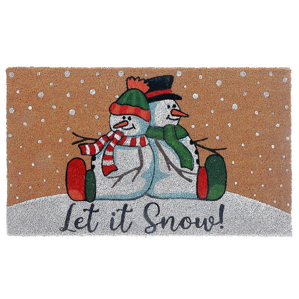 Coir Door Mat Let It Snow With Snowman