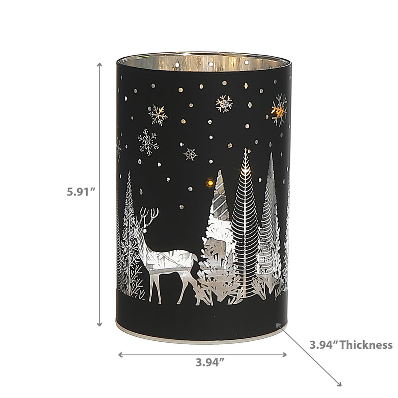 Led Cylinder Glass Stand Reindeer