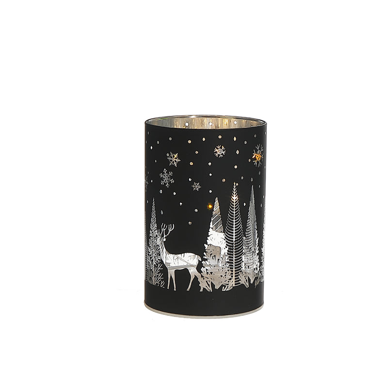 Led Cylinder Glass Stand Reindeer