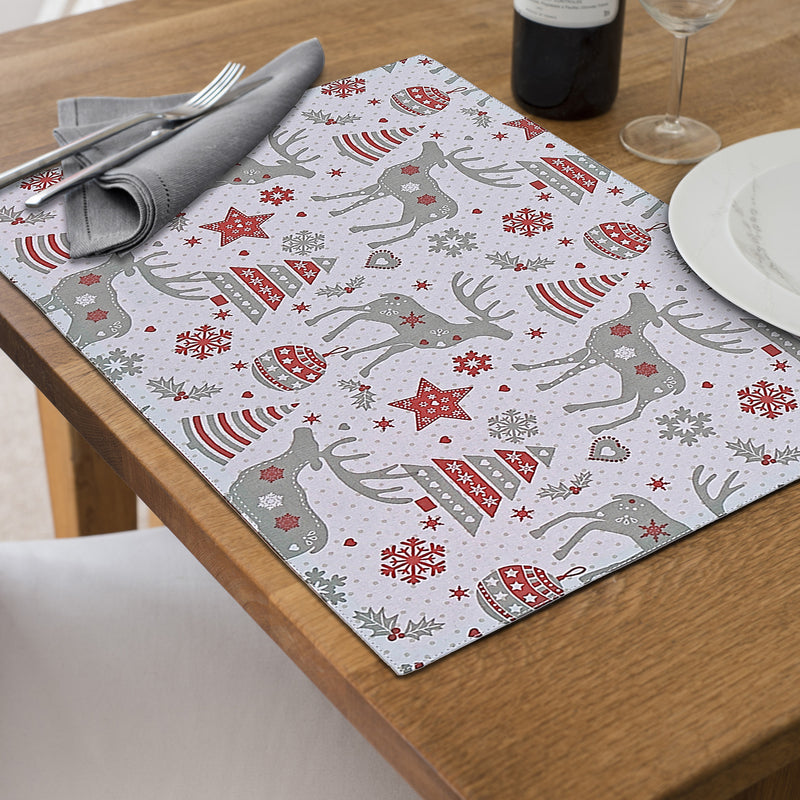 Cotton Placemat Reindeer - Set of 12