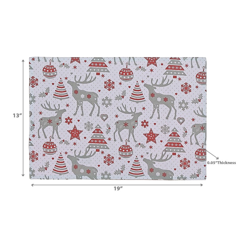 Cotton Placemat Reindeer - Set of 12