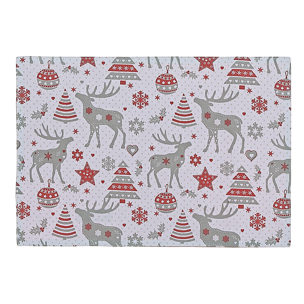 Cotton Placemat Reindeer - Set of 12