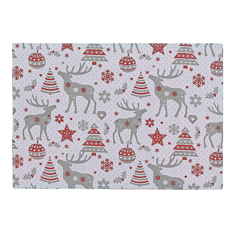 Cotton Placemat Reindeer - Set of 12