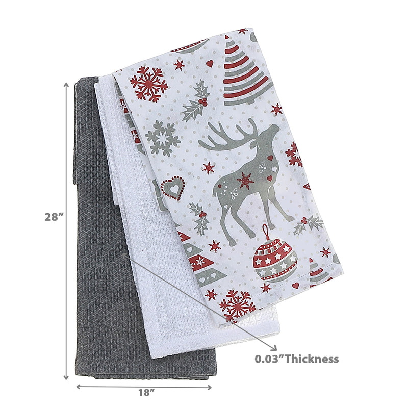 Kitchen Towel Set Of 3 Pcs Reindeer