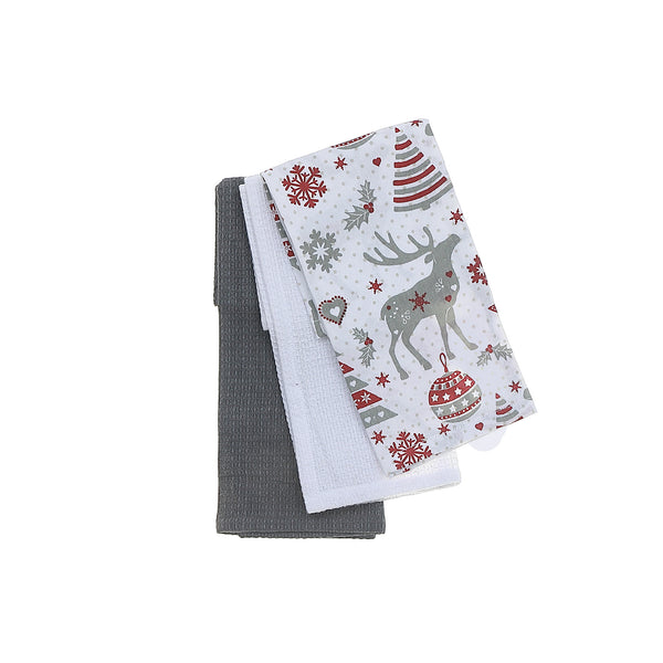 Kitchen Towel Set Of 3 Pcs Reindeer