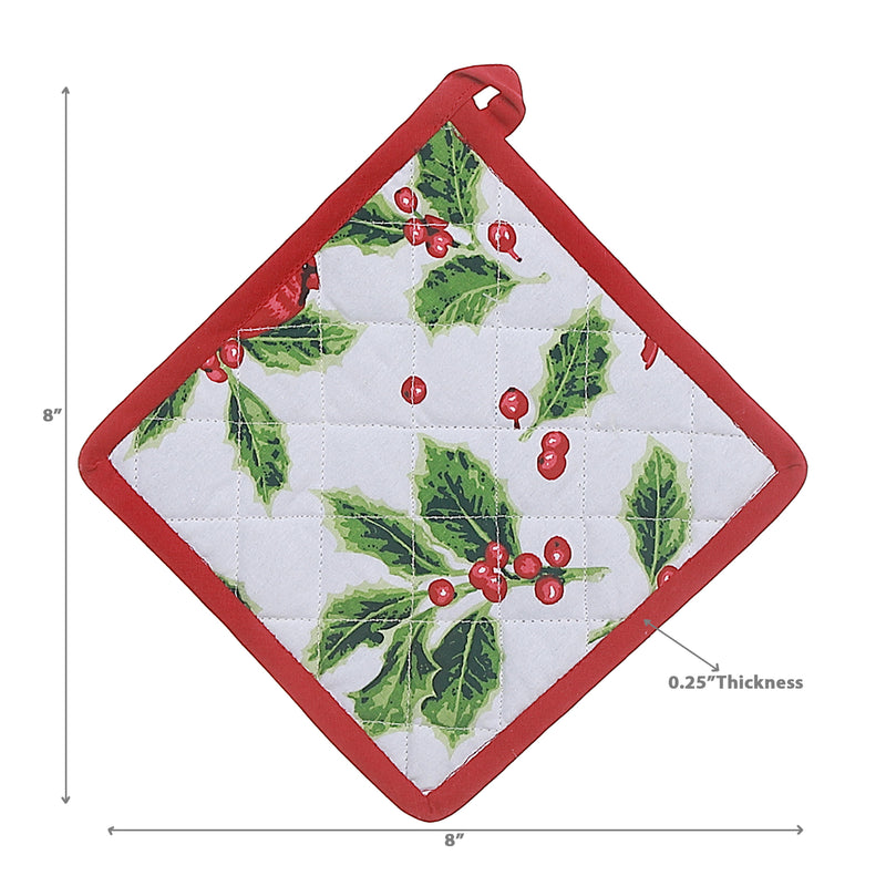 Cotton Pot Holder Cardinal - Set of 4