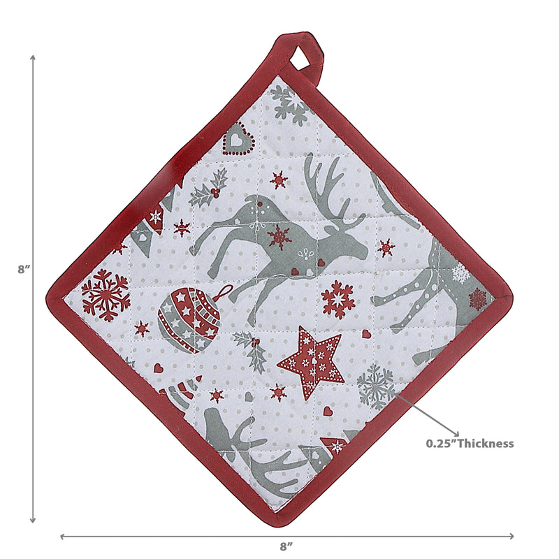 Cotton Pot Holder Reindeer - Set of 4