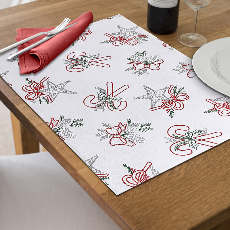 Cotton Fused Placemat Star and Candy Cane - Set of 12