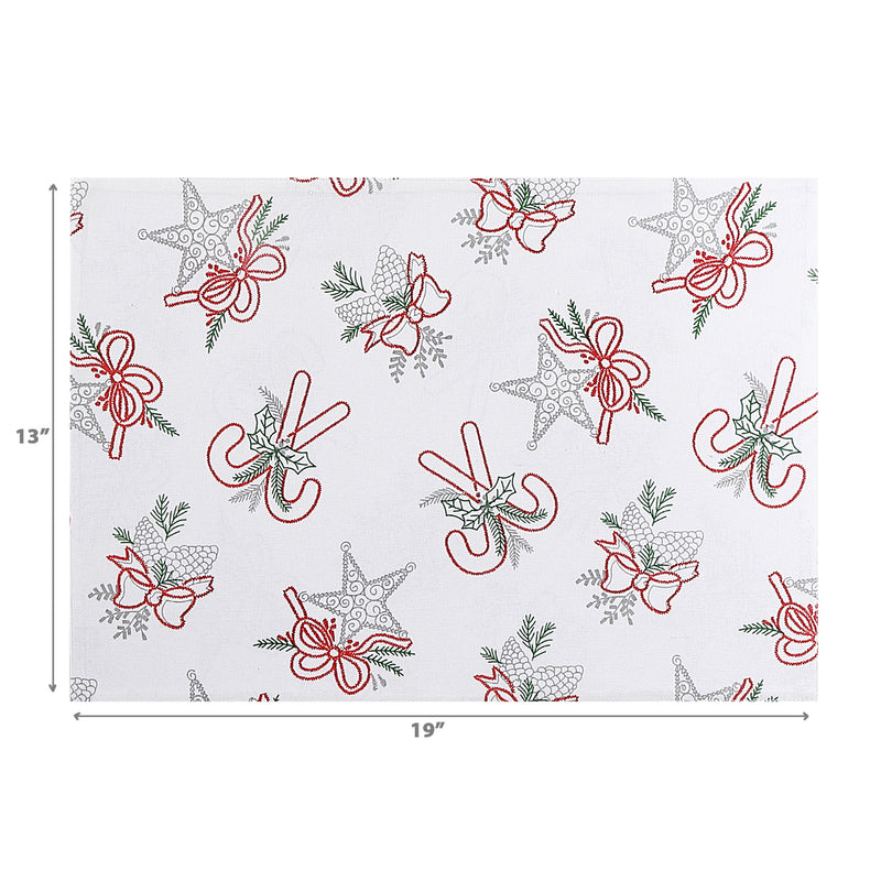 Cotton Fused Placemat Star and Candy Cane - Set of 12