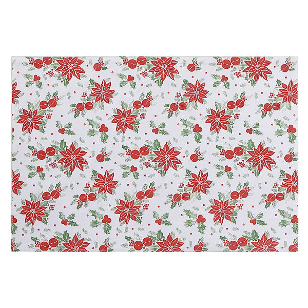 Cotton Fused Placemat Red Poinsettia - Set of 12